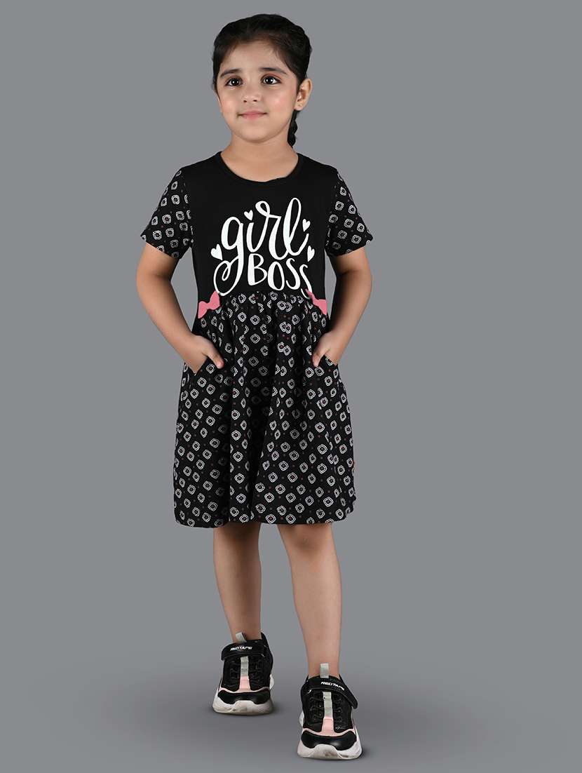 girls black cotton frock