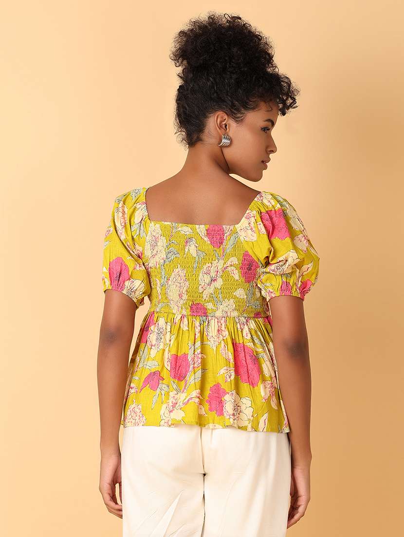 women floral printed square neck peplum top - 21333776 -  Standard Image - 2