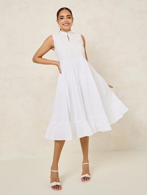 women solid sleeveless tiered dress - 21334287 -  Standard Image - 0