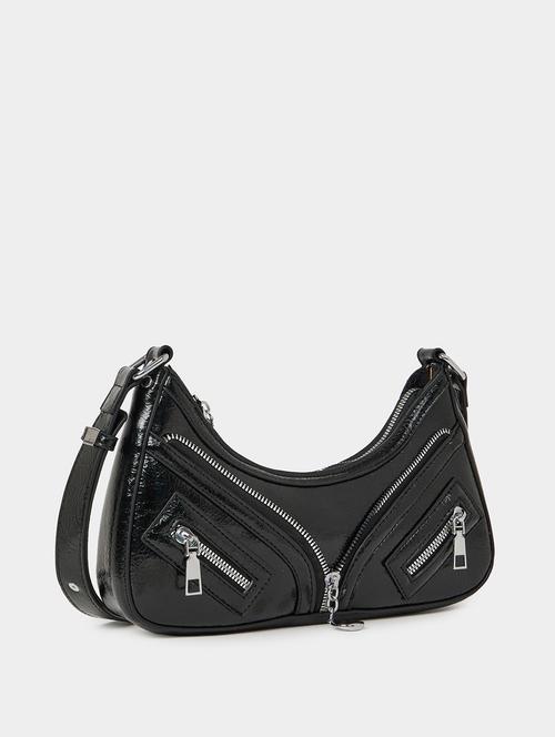 black leatherette (pu) solid sling bag - 21334340 -  Standard Image - 0