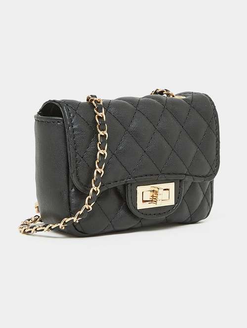 women black leatherette sling bag - 21334343 - Standard Image - 0