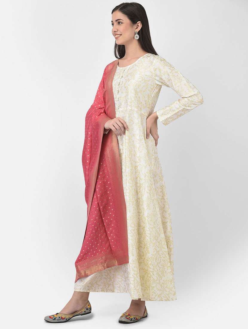 women round neck long sleeve a-line kurta - 21334349 -  Standard Image - 2