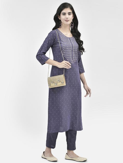 women three quarter sleeve straight kurta - 21334358 -  Standard Image - 0