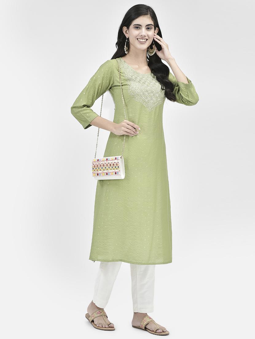 women three quarter sleeve a-line kurta - 21334360 -  Zoom Image - 0