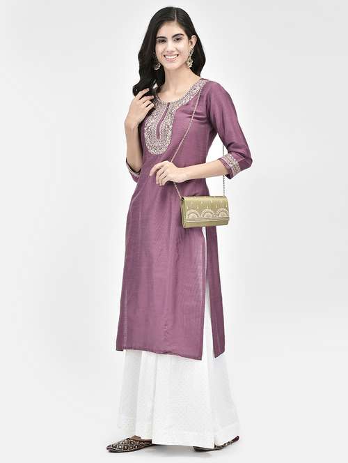 women three quarter sleeve straight kurta - 21334362 -  Standard Image - 0