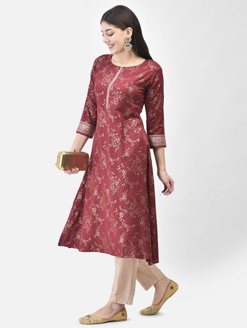 women three quarter sleeve a-line kurta