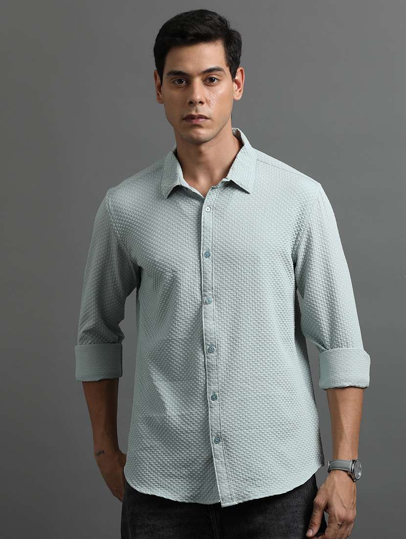 men collared self-designed casual shirt