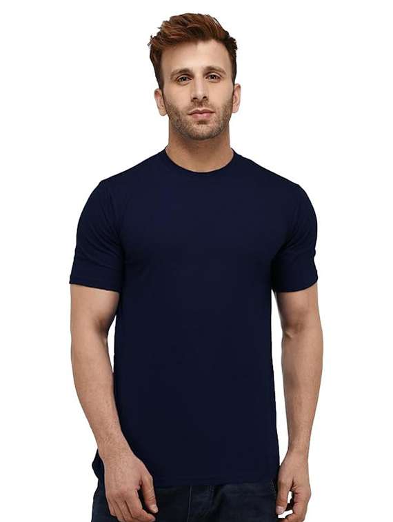 men solid round neck t-shirt