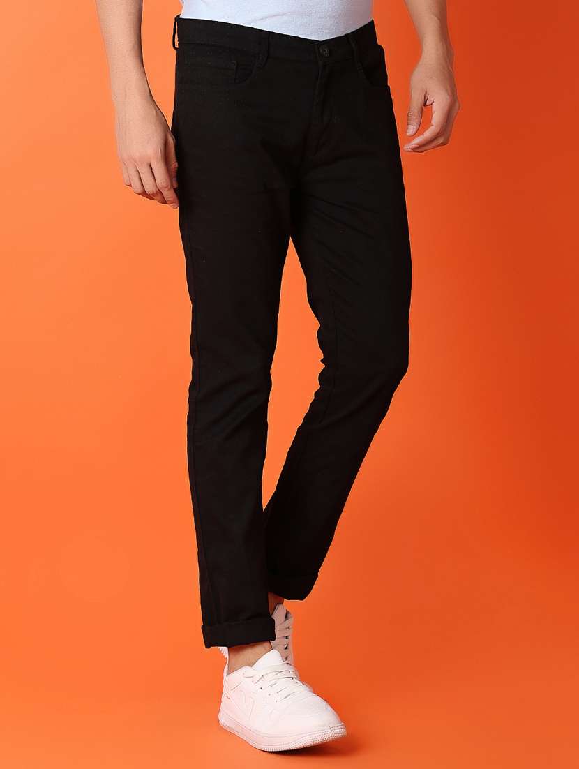 men solid flat front chinos trousers - 21335896 -  Standard Image - 2
