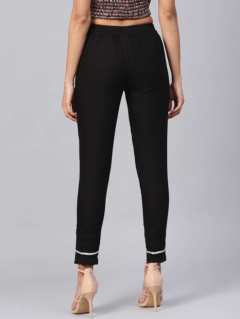 black cotton straight tapered pant - 21337662 -  Standard Image - 2