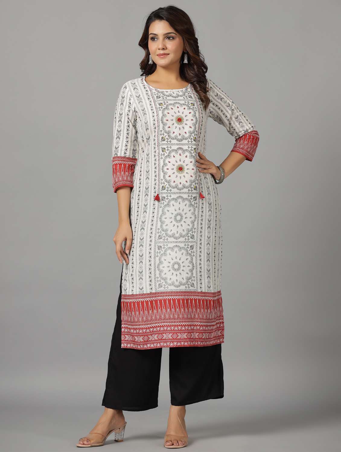 white rayon straight kurta