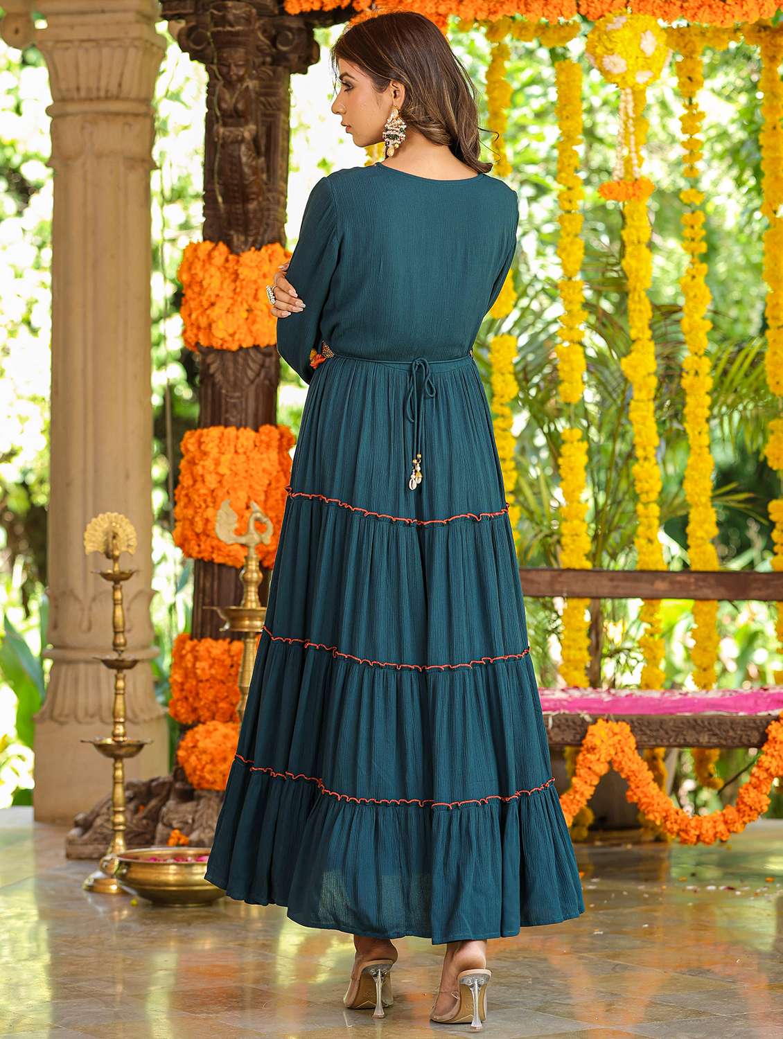 women round neck tiered dress - 21337752 -  Standard Image - 2