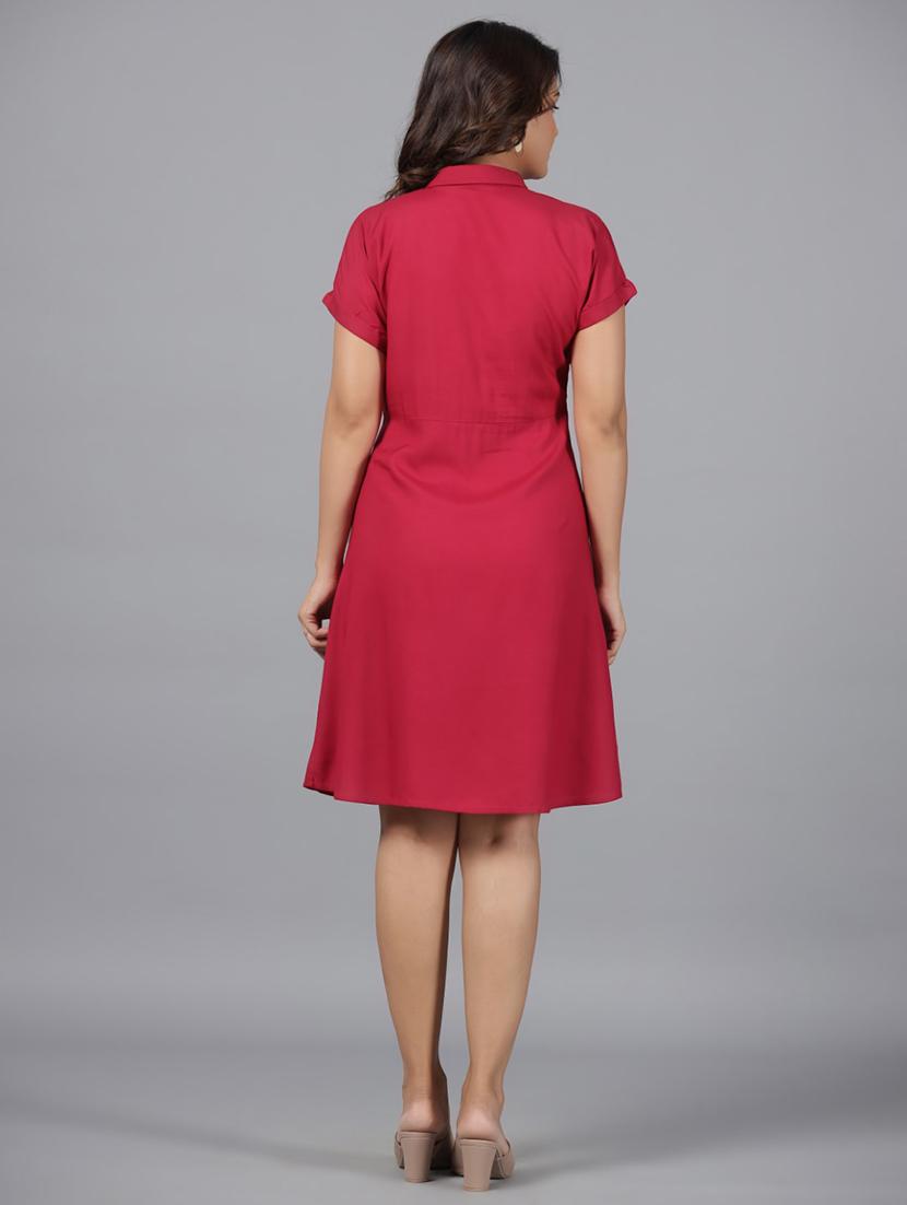 women pink solids a-line dress - 21337754 - Standard Image - 2