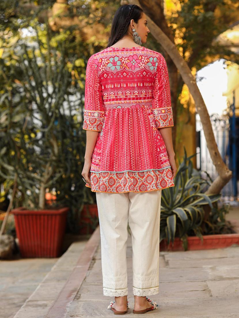 women pink cotton peplum tunic - 21337835 - Standard Image - 2