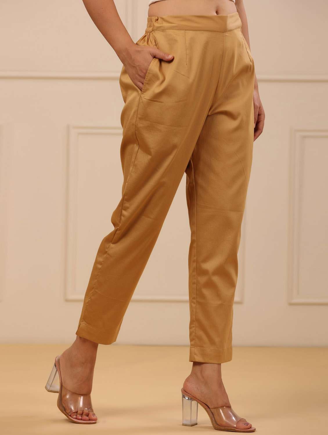 women solid mid rise cigarette pant - 21337969 -  Zoom Image - 0