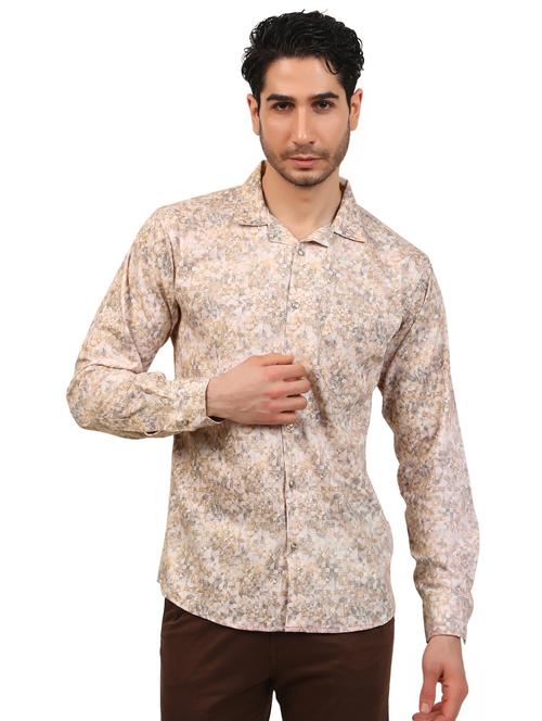 beige printed casual shirt - 21338061 -  Standard Image - 0
