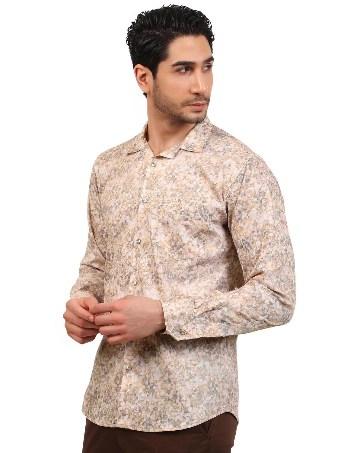 beige printed casual shirt - 21338061 - Standard Image - 2