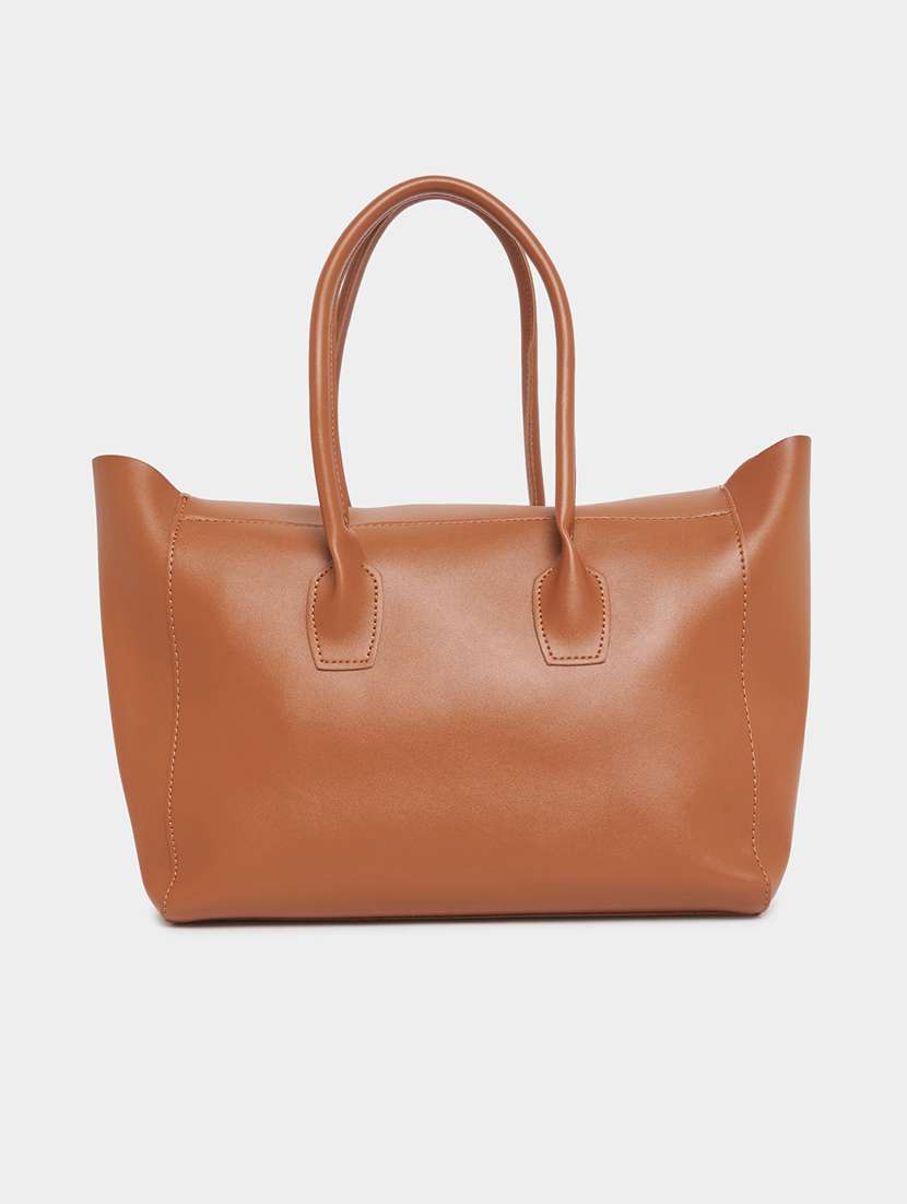 Women Brown Polyester Regular Tote Bag