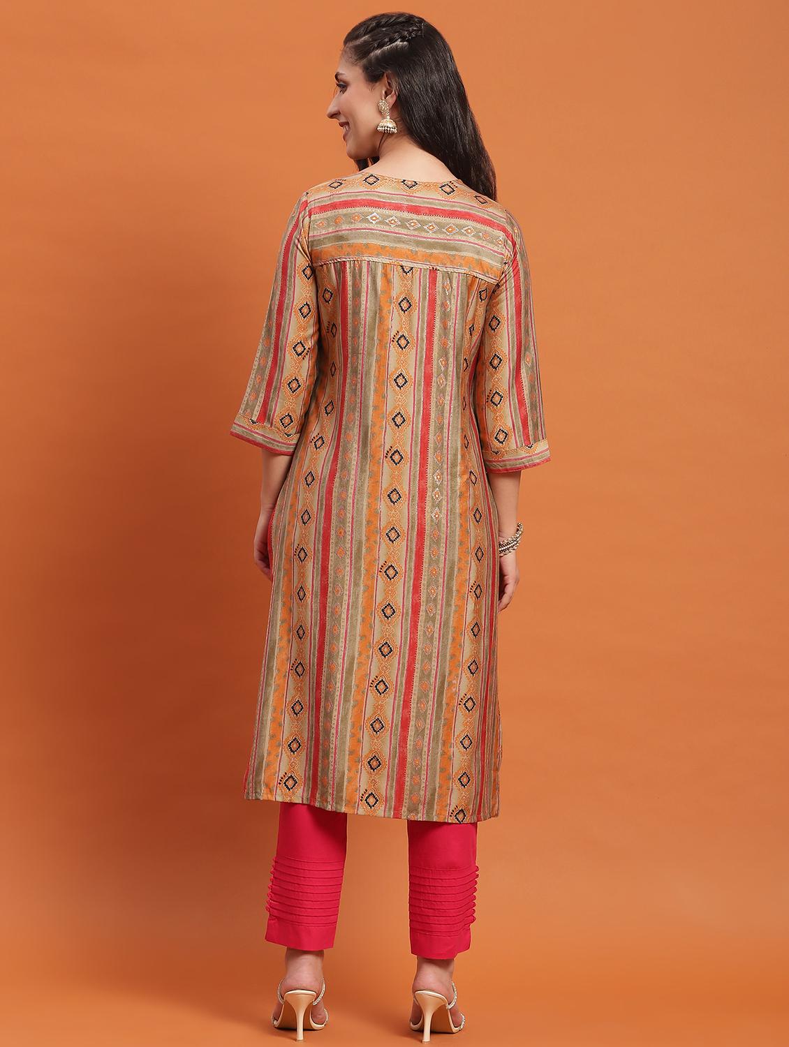 women multicolored printed a-line kurta - 21338141 - Standard Image - 2