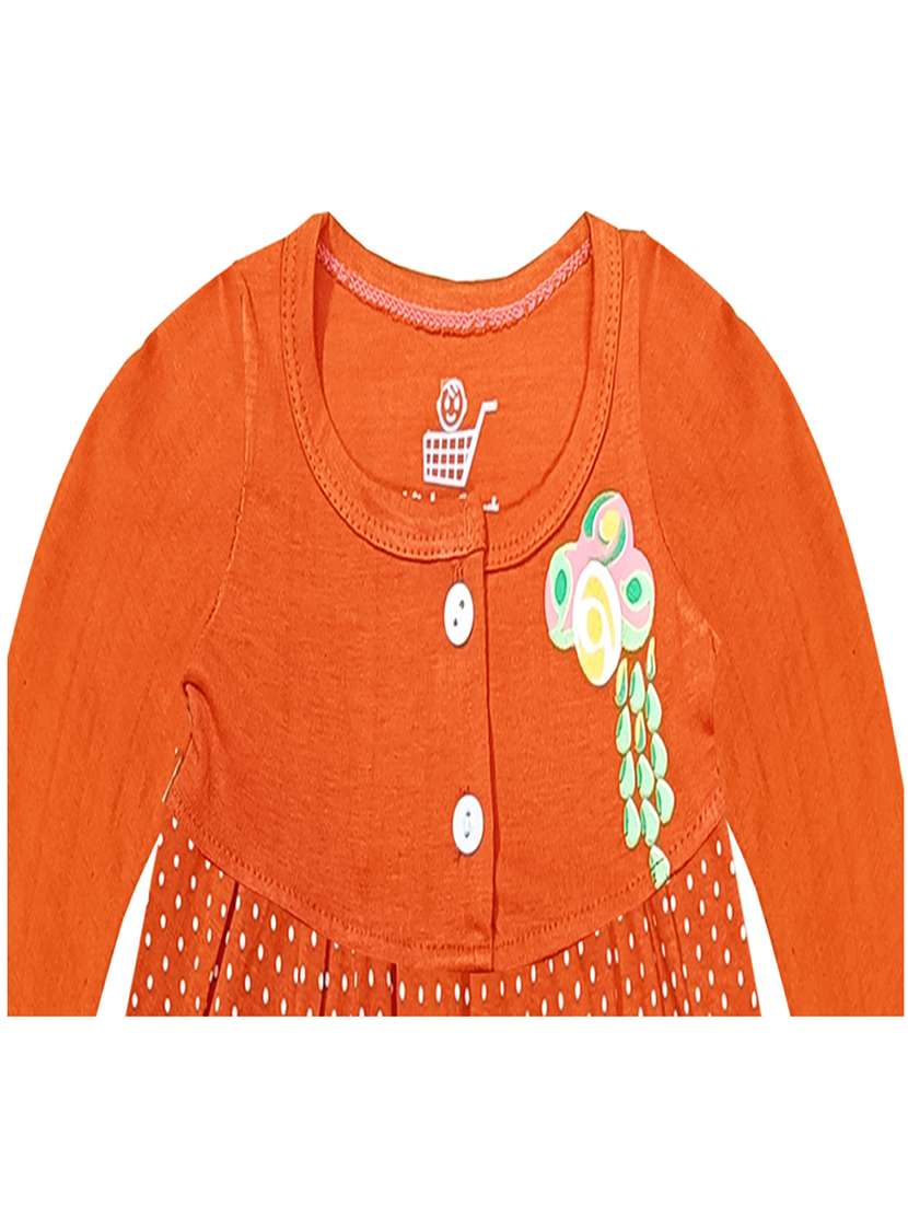 girls orange printed frock - 21338271 -  Standard Image - 2