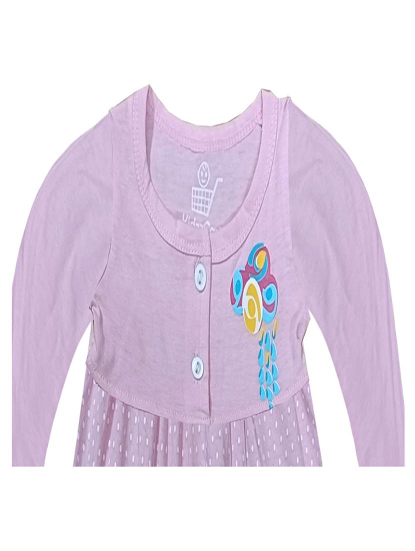 kids lavender cotton blend frock - 21338273 - Standard Image - 2