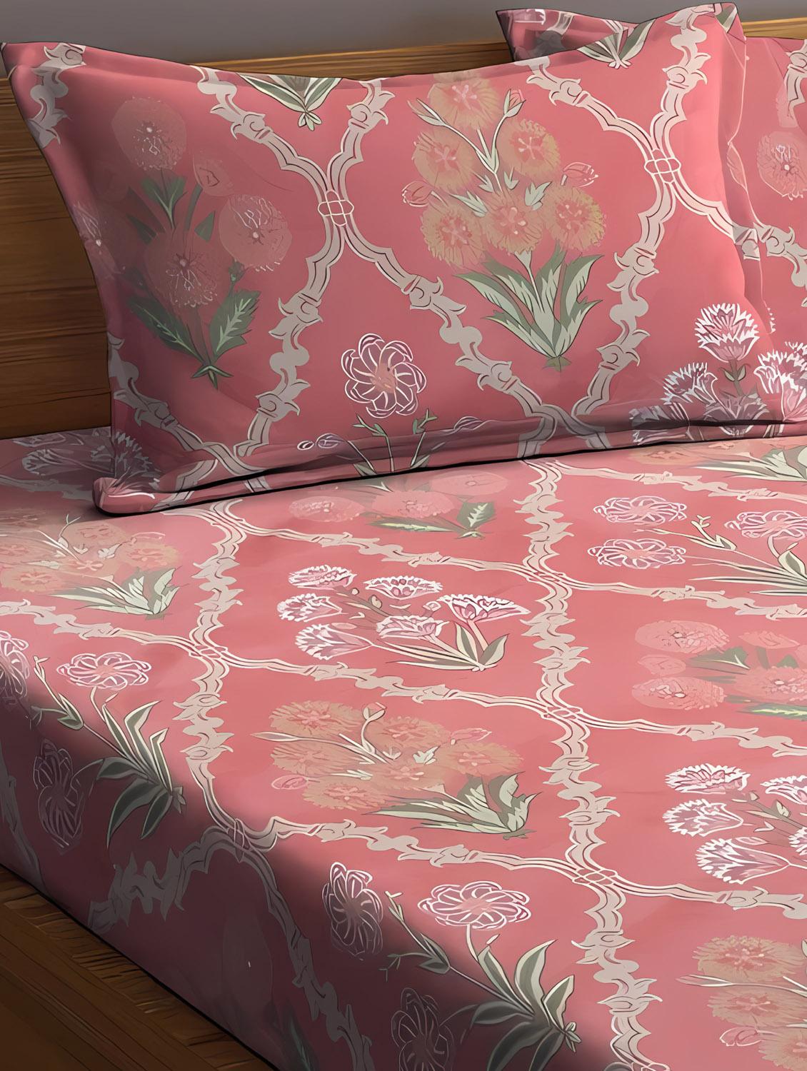 the bedilco microfiber soft cotton king bedsheet for double bed, king size 90 inches x 100 inches with 2 pillow covers - 21338386 - Standard Image - 2