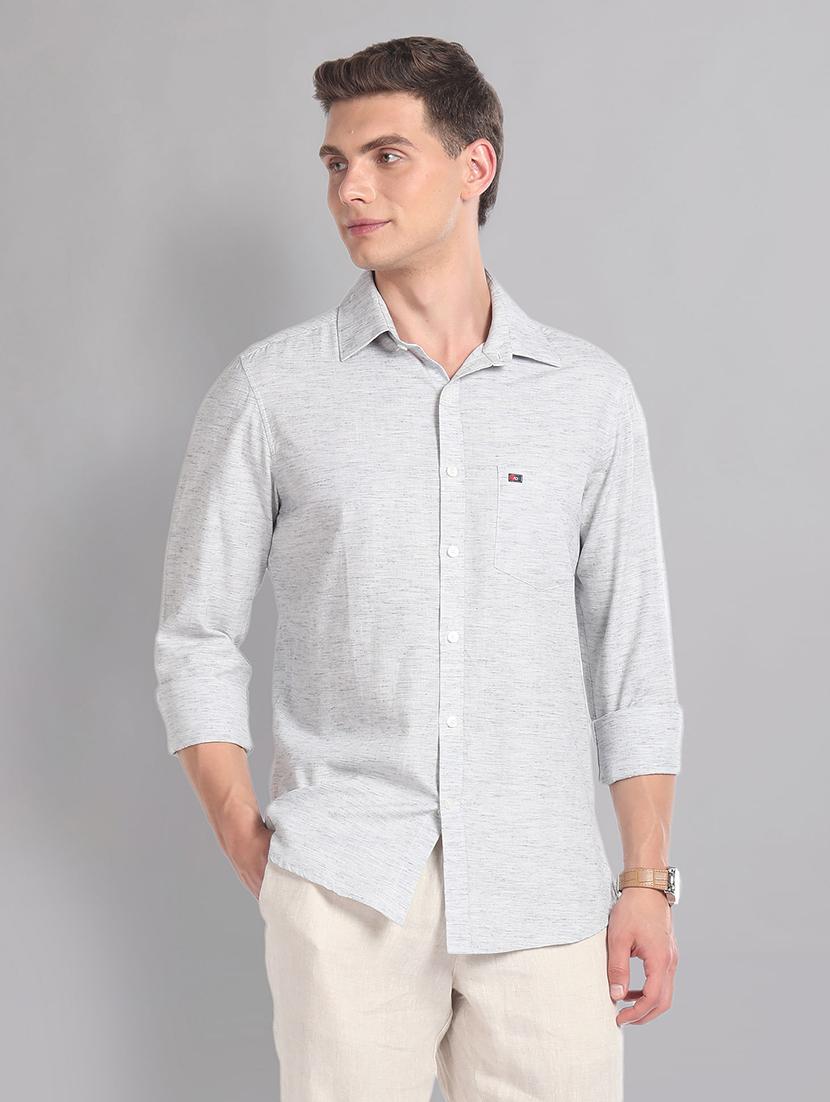 men long sleeve solid casual shirt - 21338396 -  Zoom Image - 0