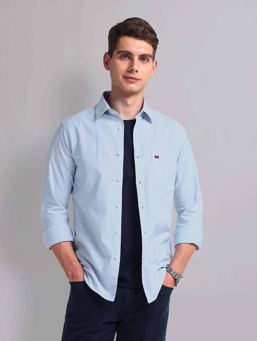 men long sleeve stripes casual shirt