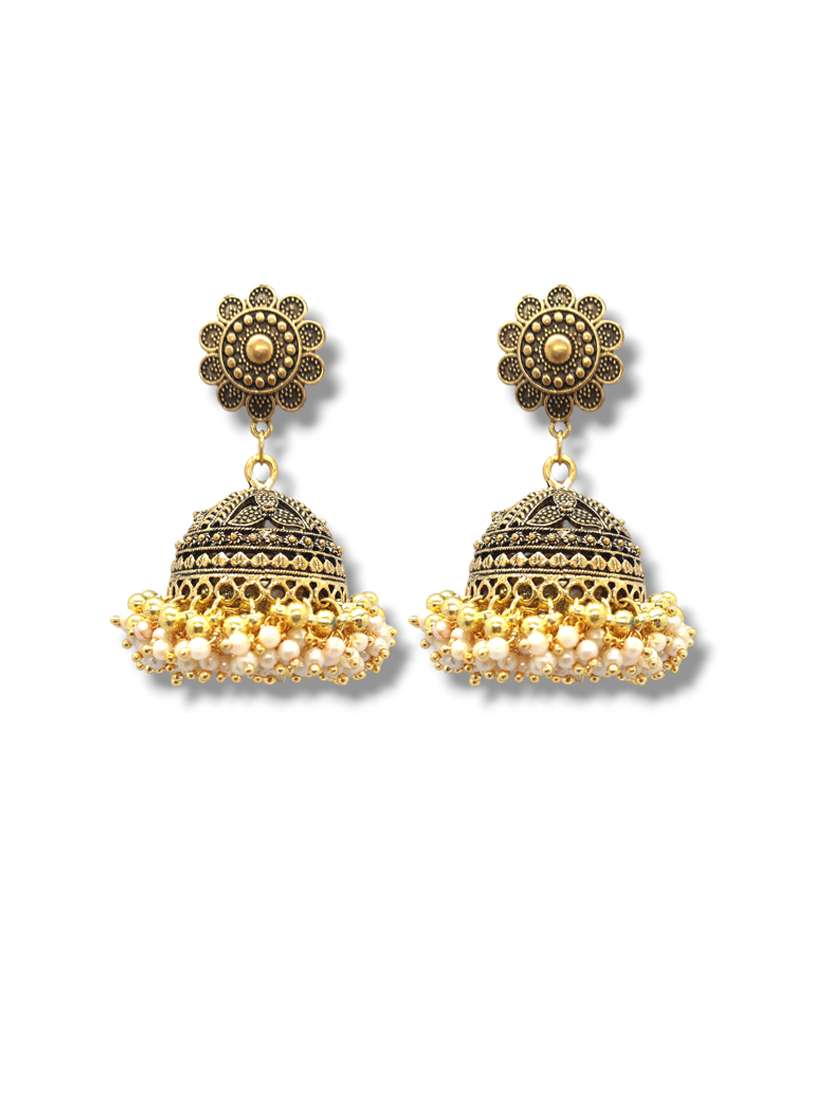 gold jhumka earring - 21338512 - Standard Image - 2