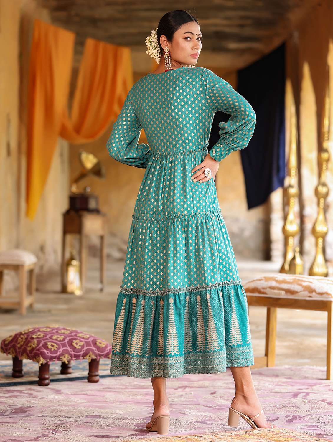 women printed tiered dress - 21338621 -  Standard Image - 2