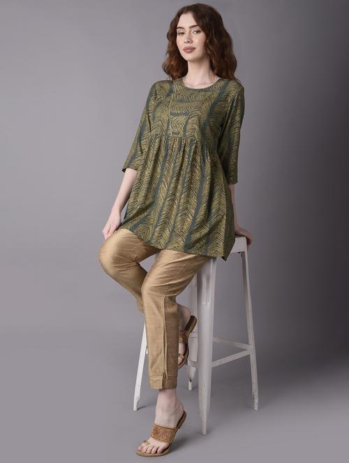 green viscose flared kurti - 21339298 - Standard Image - 0