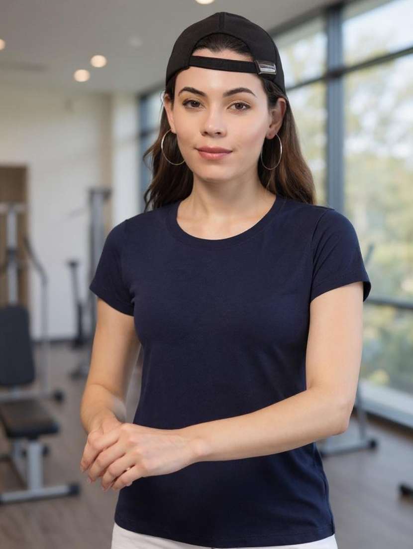 women solid short sleeves plain t-shirt