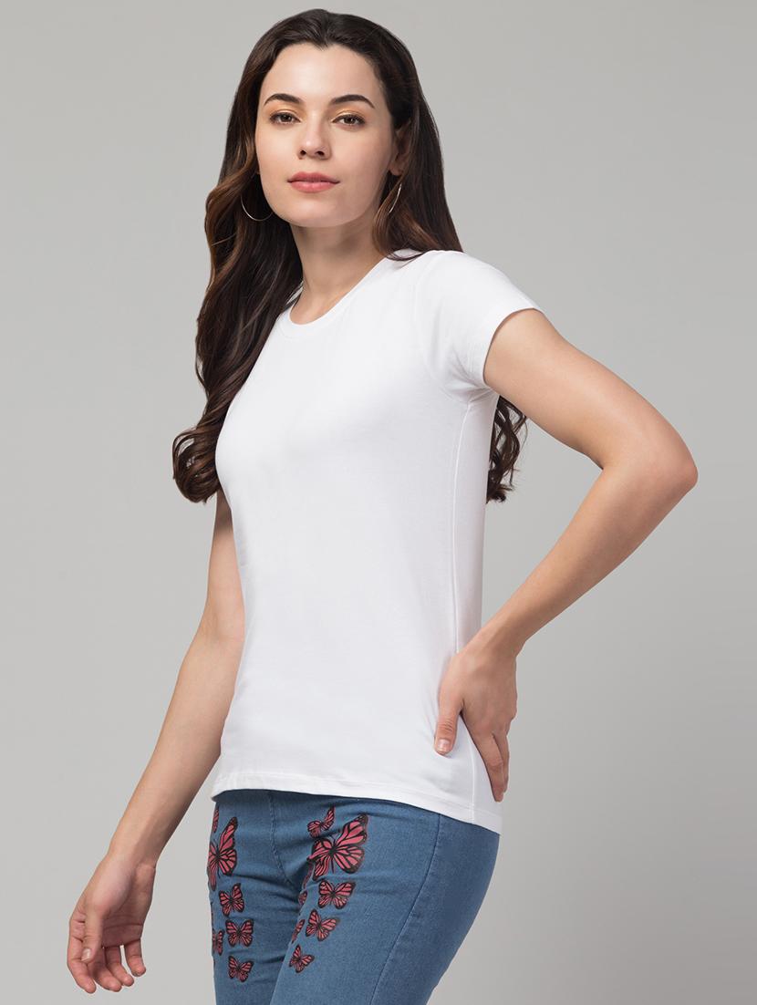 women solid short sleeves plain t-shirt - 21339468 - Standard Image - 2