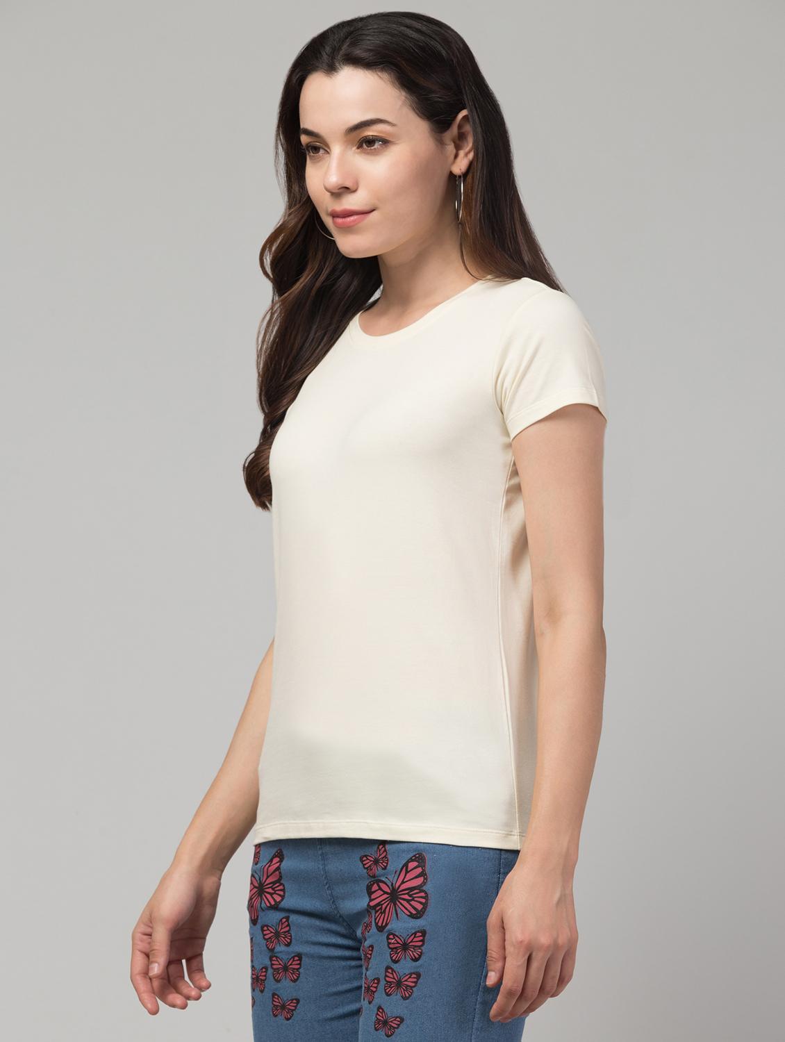 women solid short sleeves plain t-shirt - 21339469 - Standard Image - 2
