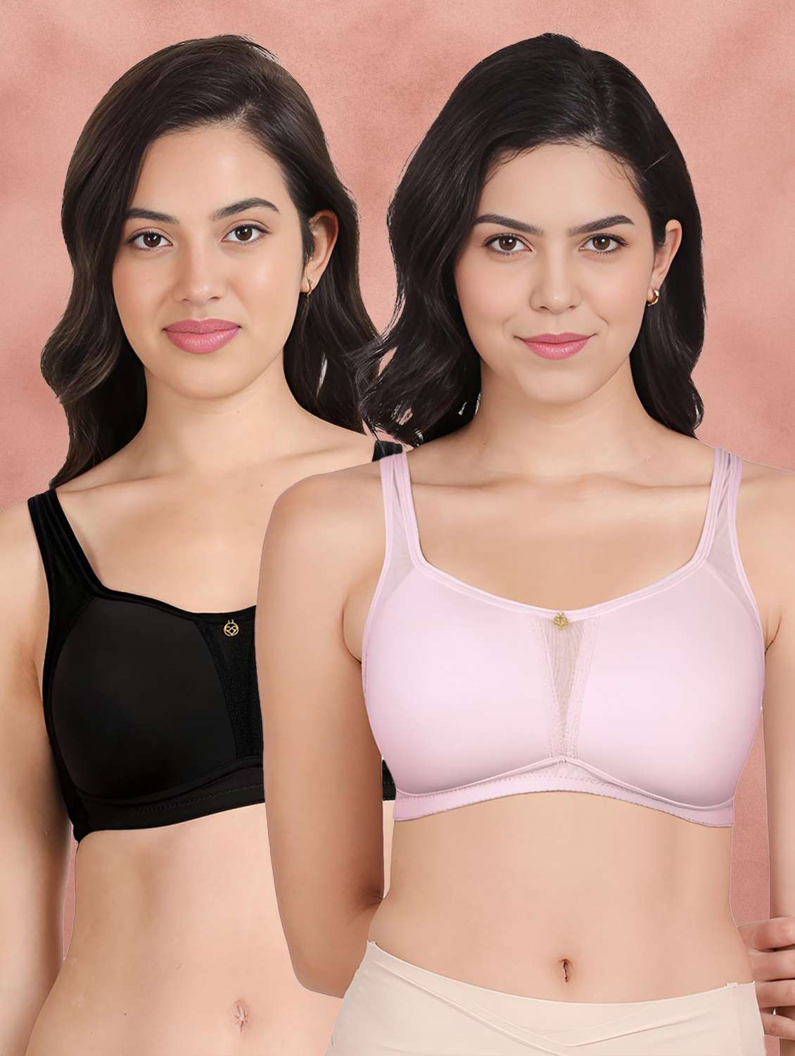 women solid pack of 2 minimizer bra