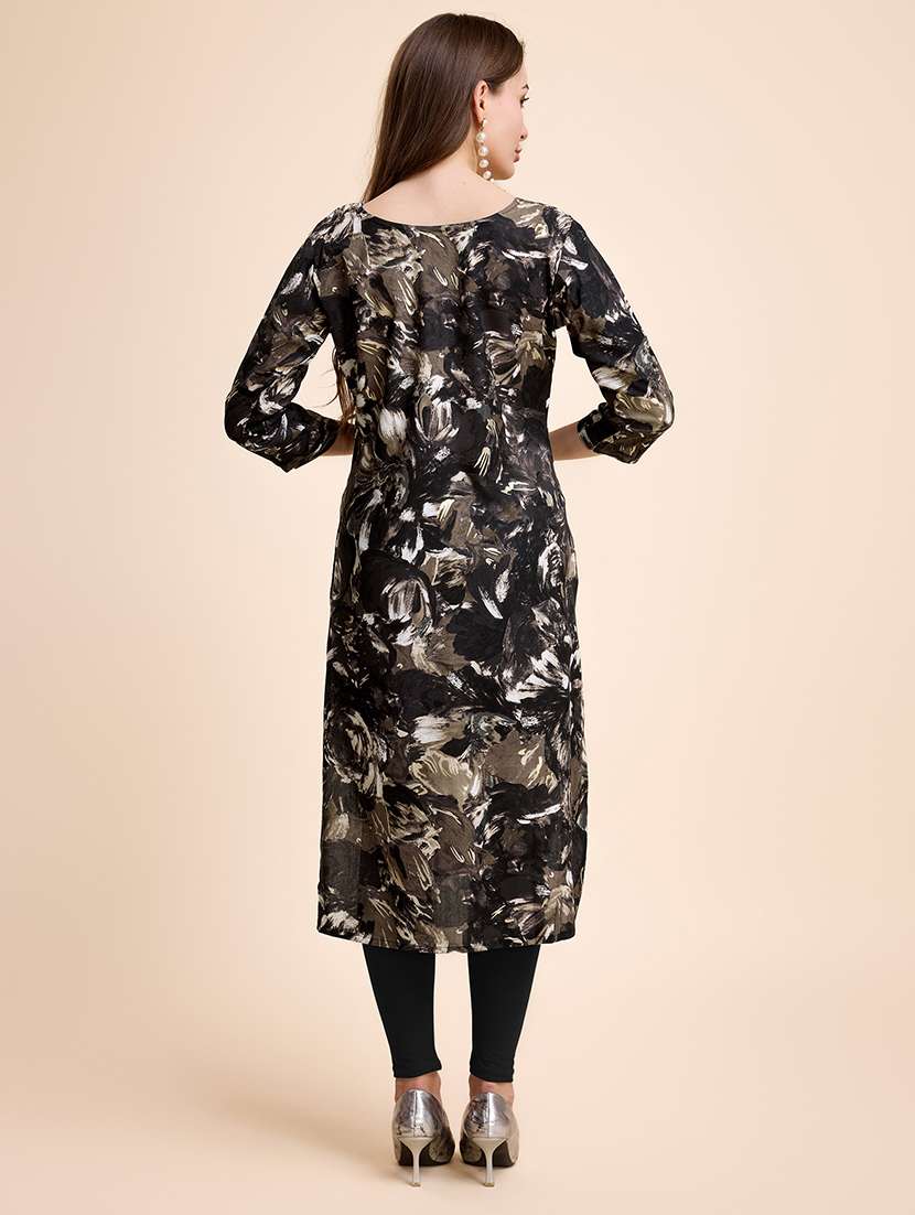 women three quarter sleeve straight kurta - 21339783 -  Standard Image - 2