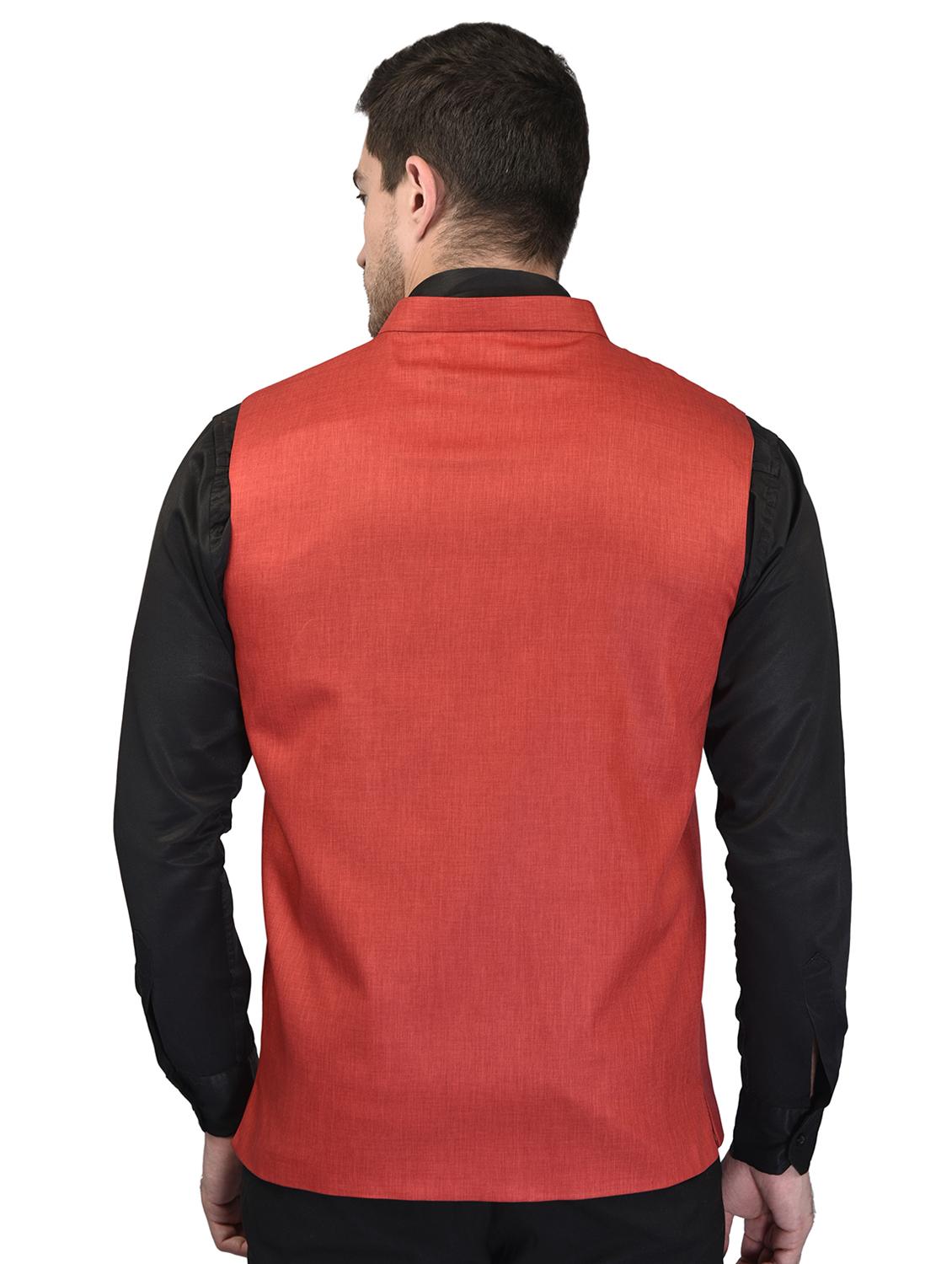 men mandarin neck solid nehru jacket - 21340543 - Standard Image - 2