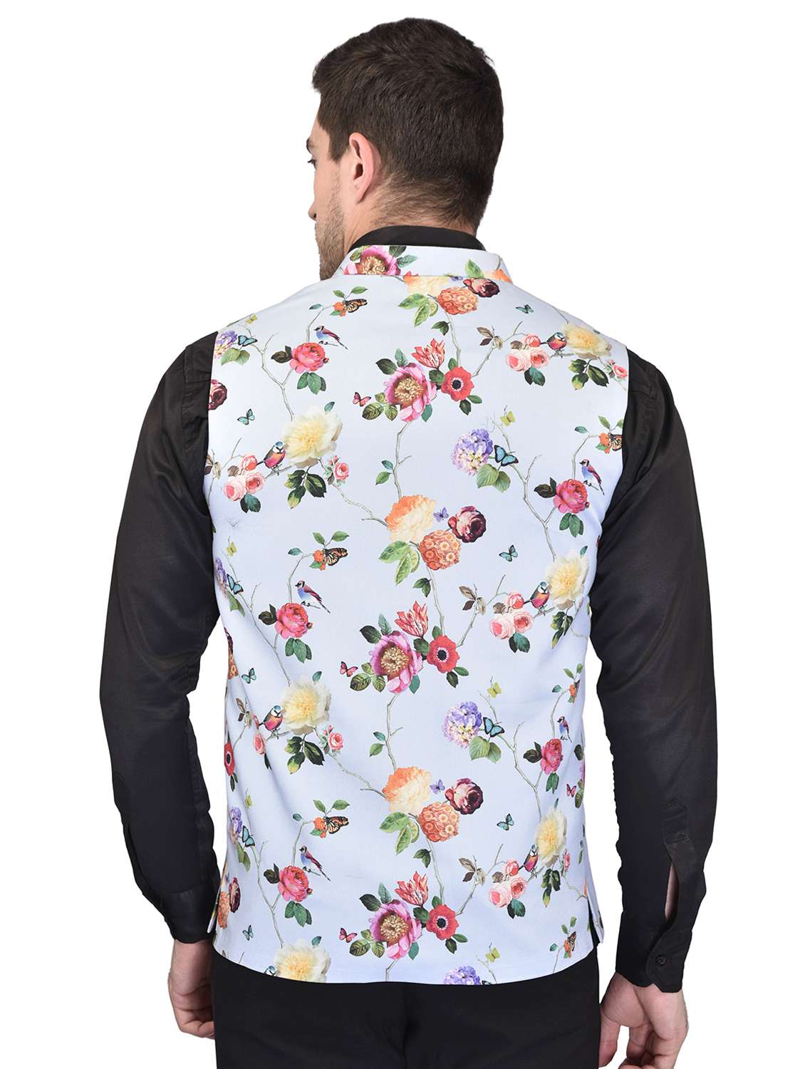 men mandarin neck printed nehru jacket - 21340557 -  Standard Image - 2