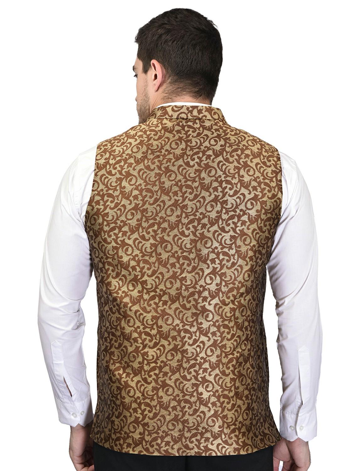 men mandarin neck printed nehru jacket - 21340567 - Standard Image - 2