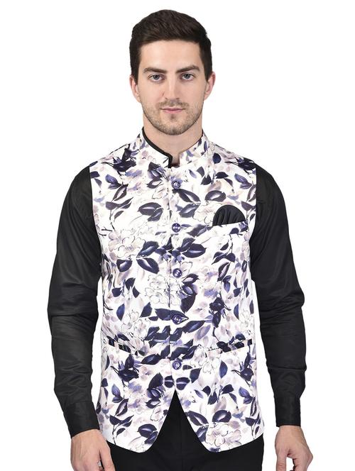 men mandarin neck printed nehru jacket - 21340577 -  Standard Image - 0