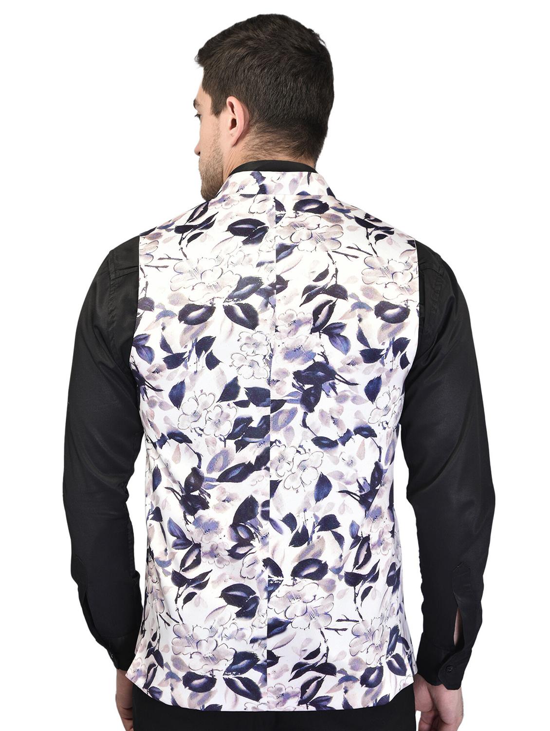 men mandarin neck printed nehru jacket - 21340577 - Standard Image - 2