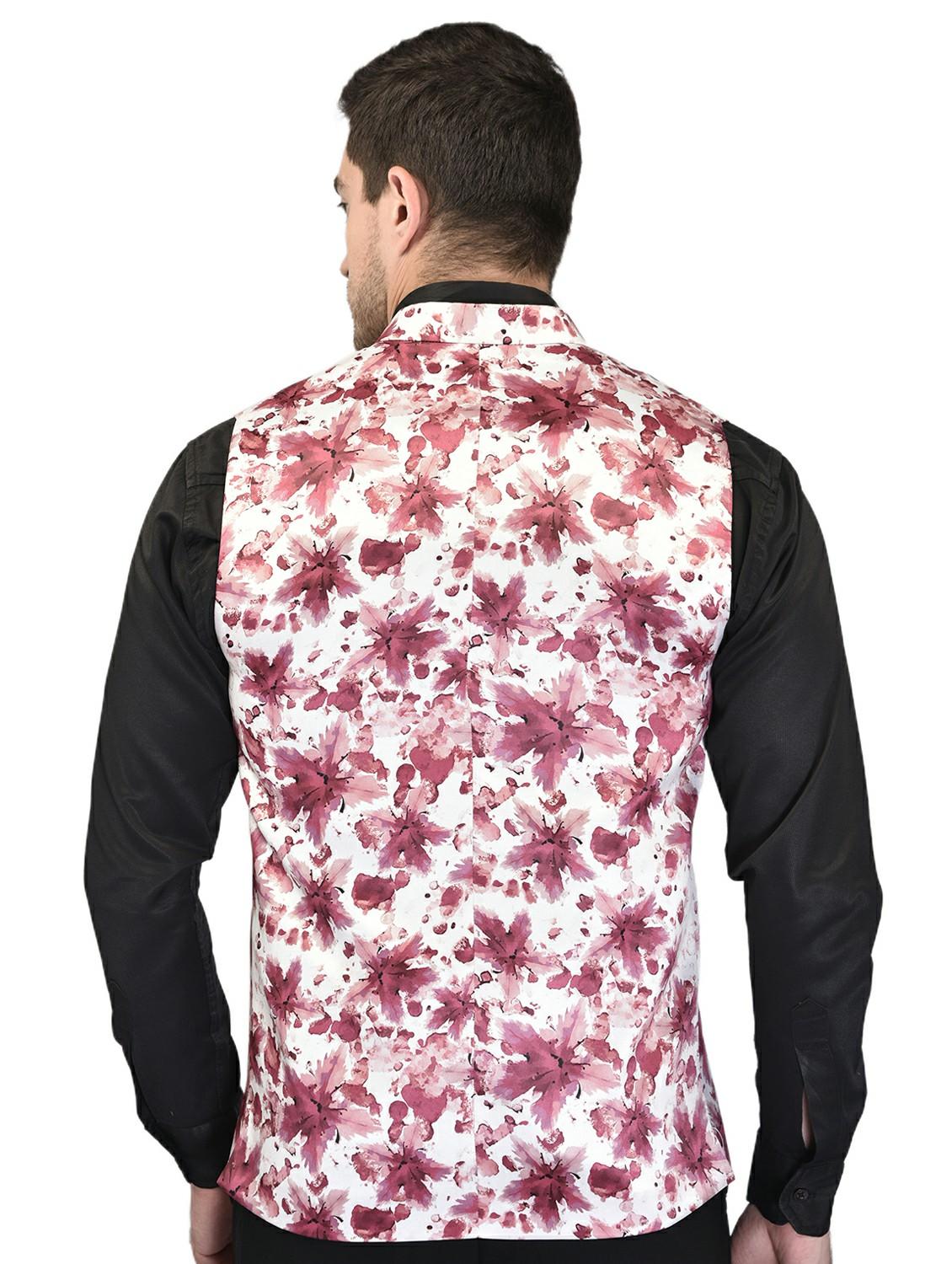 men mandarin neck printed nehru jacket - 21340583 - Standard Image - 2
