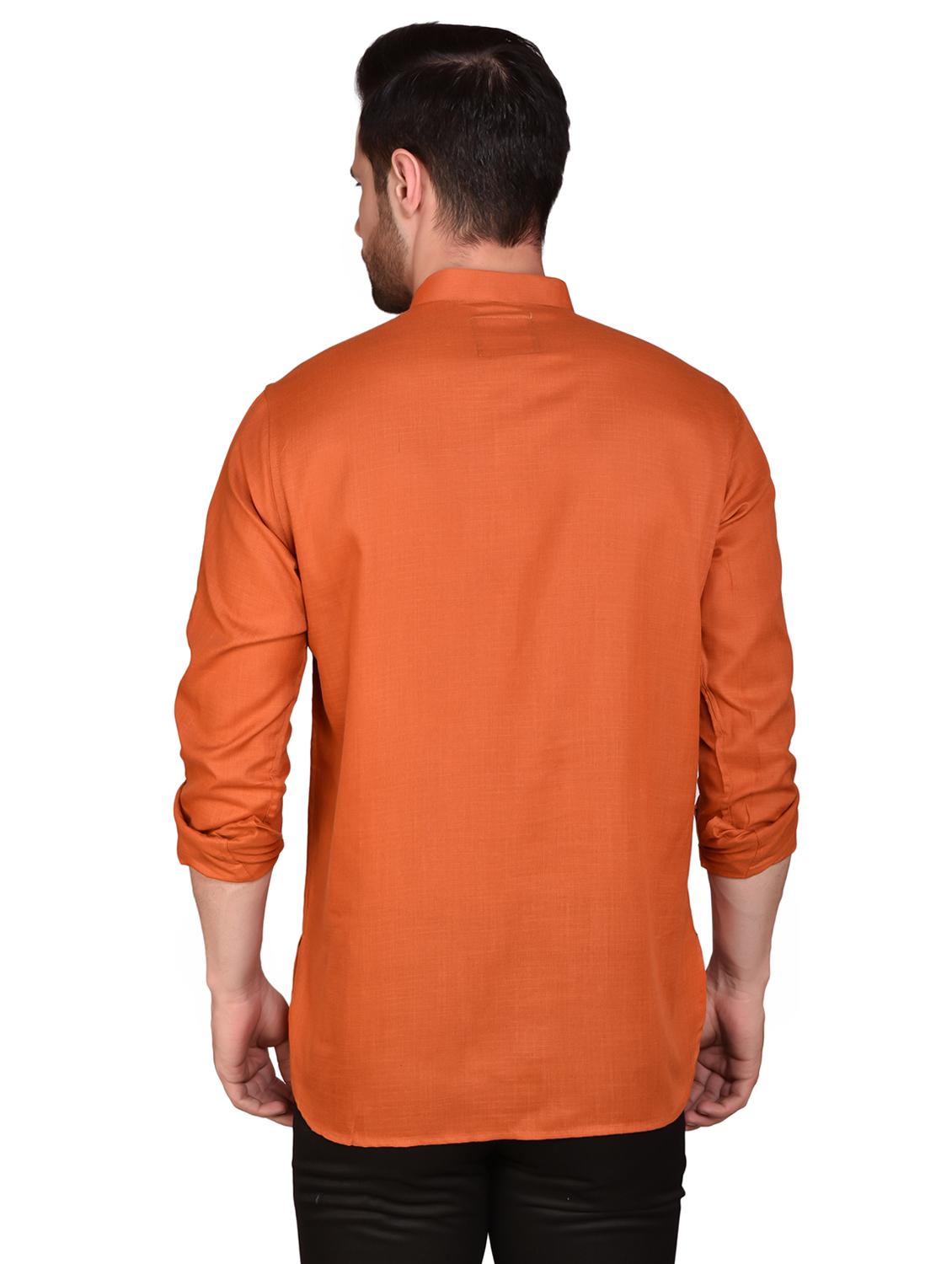 men mandarin neck solid short kurta - 21340617 - Standard Image - 2