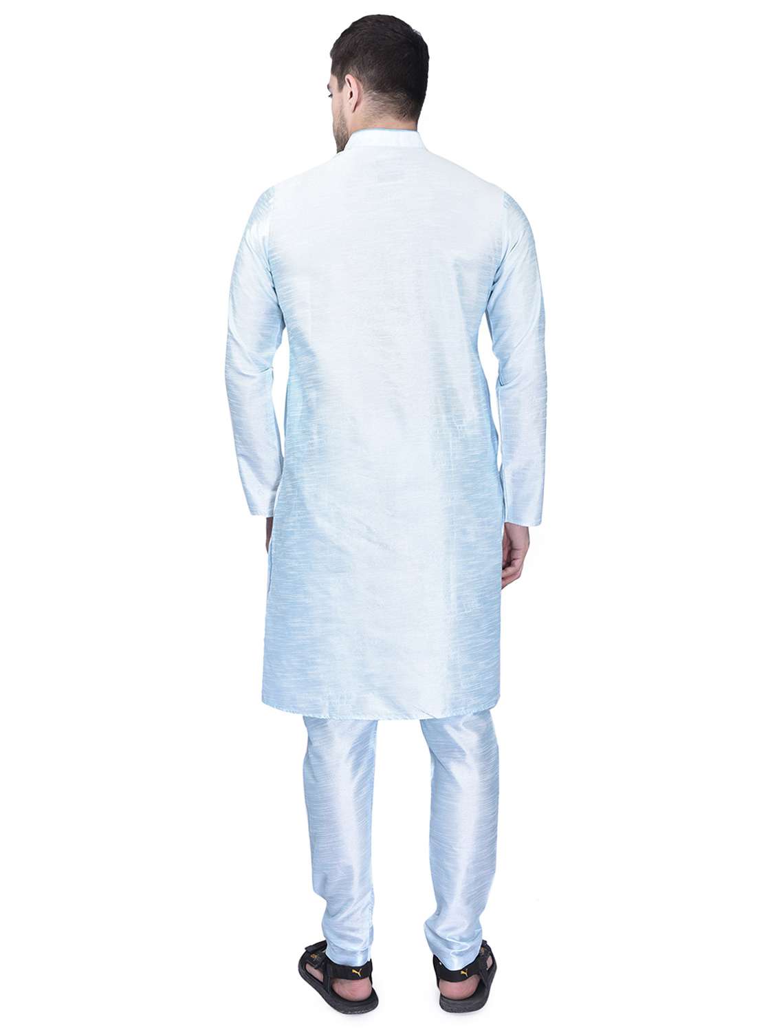 men light blue pure silk kurta pyjama ethnic wear set - 21340674 -  Standard Image - 2