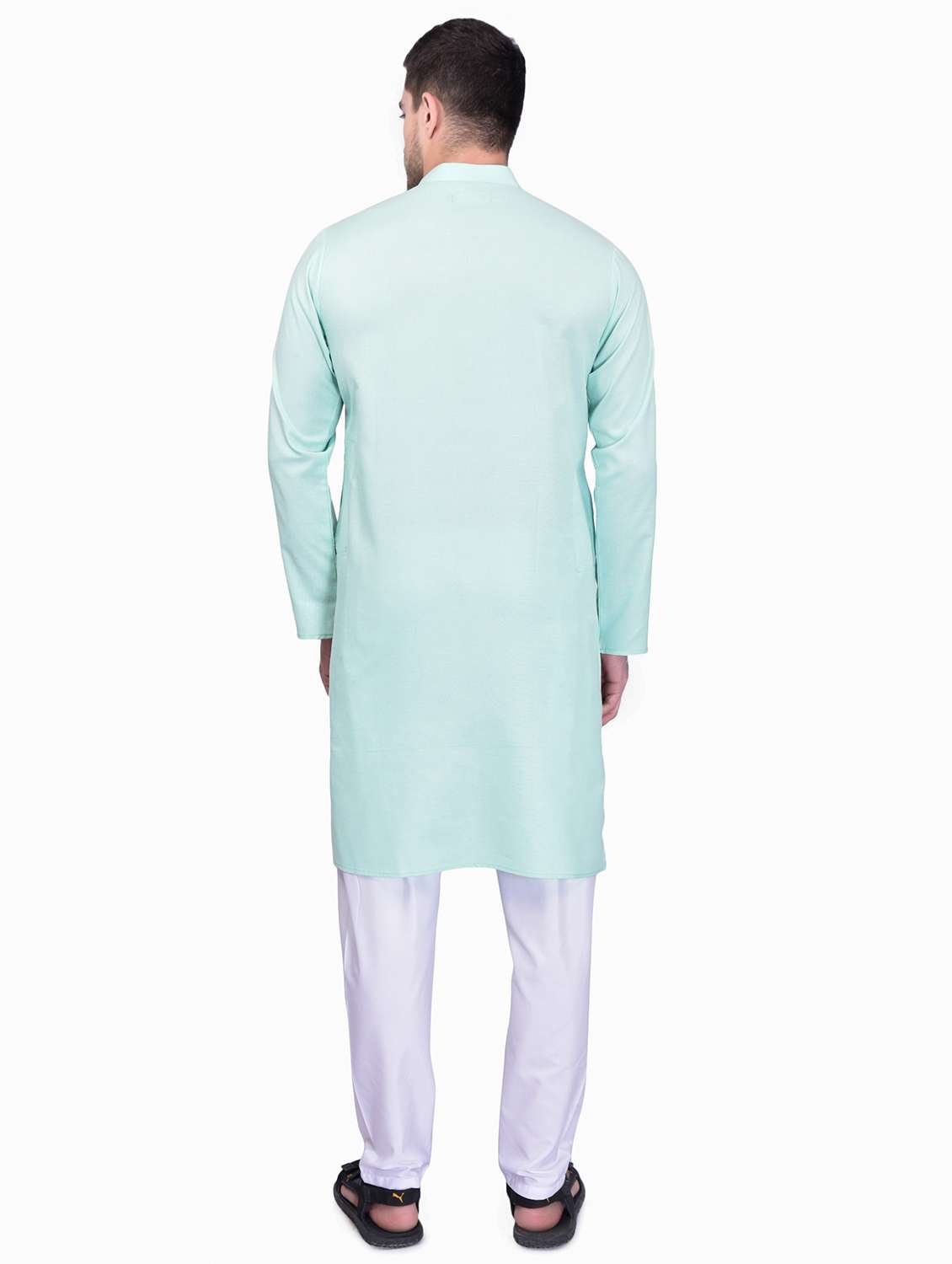 sky blue cotton blend kurta pyjama ethnic wear set - 21340764 -  Standard Image - 2