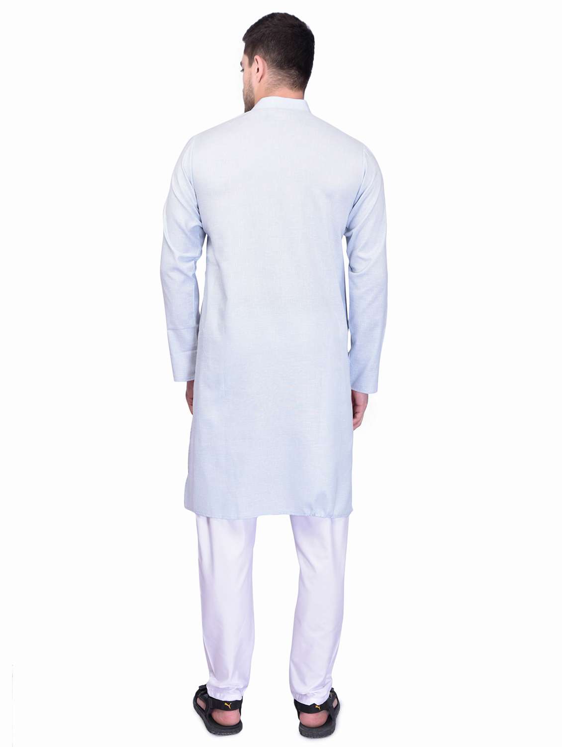 grey cotton blend kurta pyjama ethnic wear set - 21340765 -  Standard Image - 2
