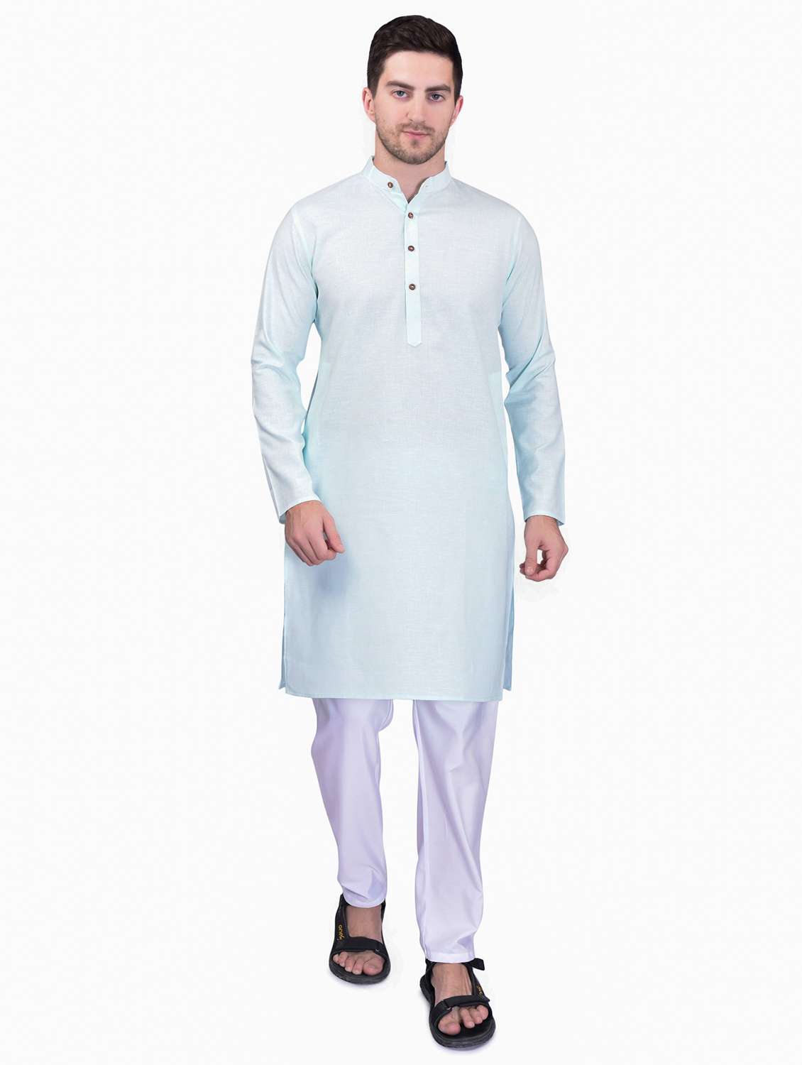 men solid kurta pyjama ethnic wear set