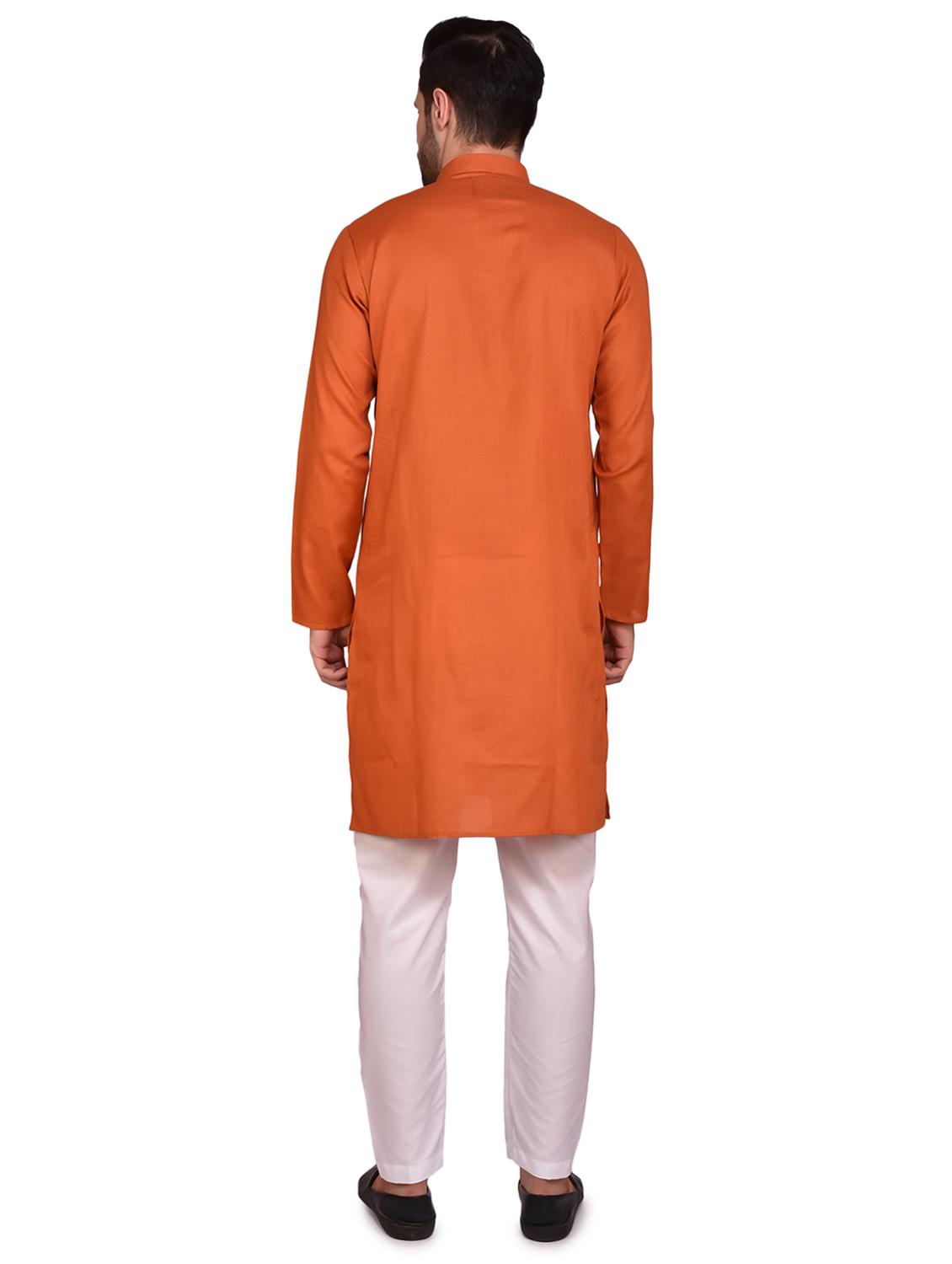 orange cotton kurta pyjama ethnic wear set - 21340775 - Standard Image - 2
