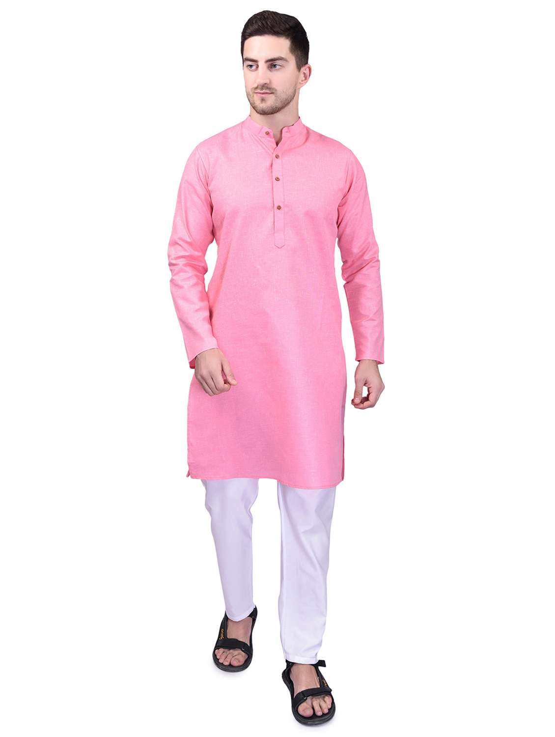 men solid kurta pyjama ethnic wear set