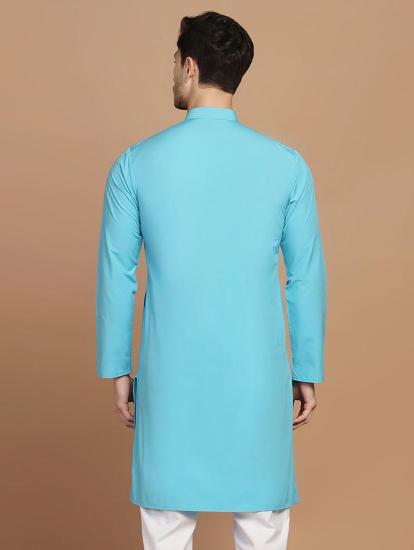 men mandarin neck solids long kurtas - 21340928 - Standard Image - 2